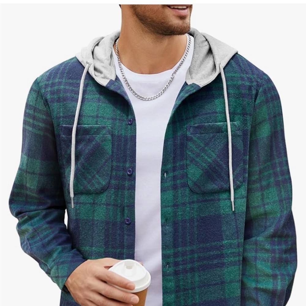 COOFANDY Men's Green Plaid size Medium